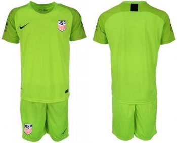 USA Blank Shiny Green Goalkeeper Soccer Country Jersey