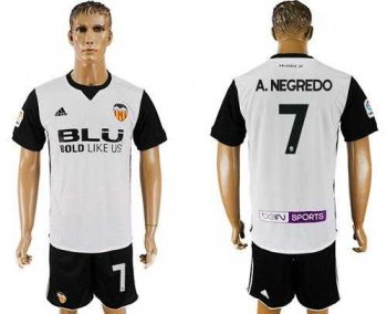 Valencia #7 A.Negredo Home Soccer Club Jersey