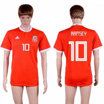 Wales #10 Ramsey Red Home Soccer Club Jersey