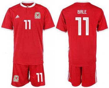 Wales #11 Bale Red Home Soccer Country Jersey