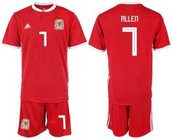 Wales #7 Allen Red Home Soccer Club Jersey