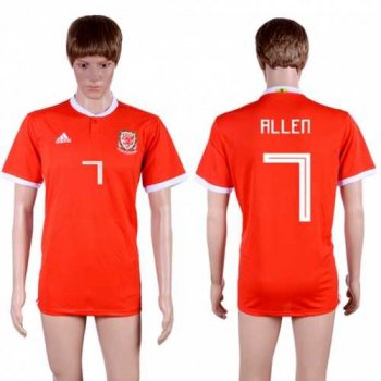 Wales #7 Allen Red Home Soccer Club Jersey