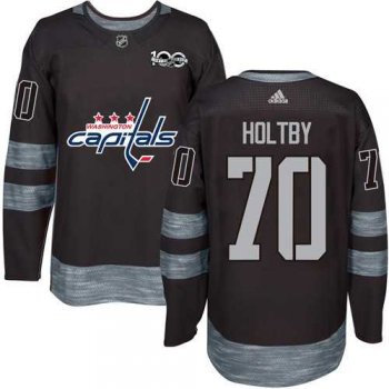 Washington Capitals #70 Braden Holtby Black 1917-2017 100th Anniversary Stitched NHL Jersey