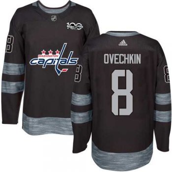 Washington Capitals #8 Alex Ovechkin Black 1917-2017 100th Anniversary Stitched NHL Jersey