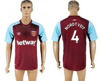 West Ham United #4 Nordtveit Home Soccer Club Jersey