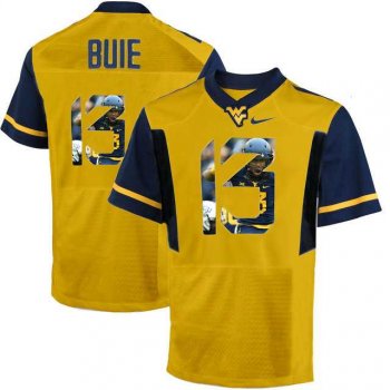 West Virginia Mountaineers #13 Andrew Buie Gold With Portrait Print College Football Jersey