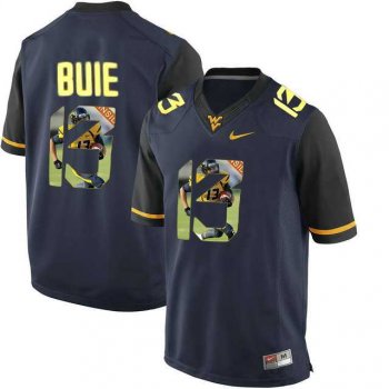 West Virginia Mountaineers #13 Andrew Buie Navy With Portrait Print College Football Jersey2