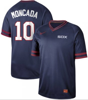 White Sox #10 Yoan Moncada Navy Authentic Cooperstown Collection Stitched Baseball Jerseys