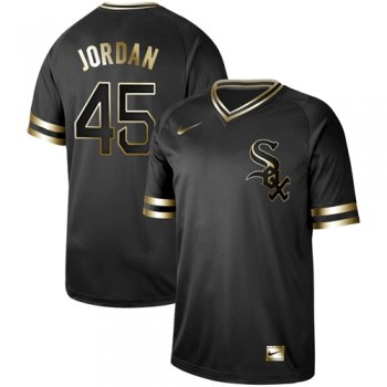 White Sox #45 Michael Jordan Black Gold Authentic Stitched Baseball Jersey