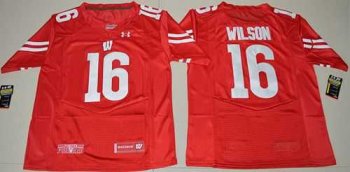 Wisconsin Badgers #16 Russell Wilson Red Under Armour Stitched NCAA Jersey