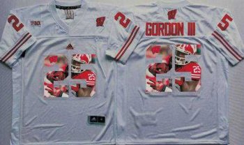 Wisconsin Badgers #25 Melvin Gordon III White Player Fashion Stitched NCAA Jersey