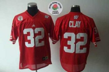 Wisconsin Badgers #32 John Clay Red Rose Bowl Game Stitched NCAA Jersey