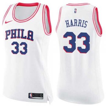 Nike 76ers #33 Tobias Harris White/Pink Women's NBA Swingman Fashion Jersey