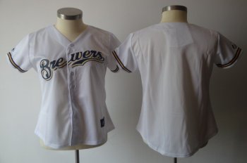 Cheap Women Milwaukee Brewers White MLB Jerseys