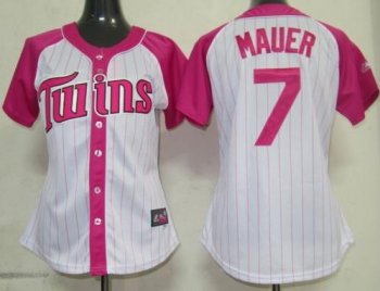 Cheap Women Minnesota Twins 7 Mauer 2012 Ladies Splash Fashion White MLB Jerseys