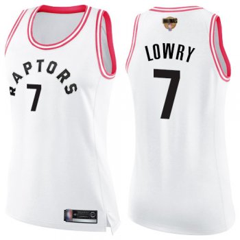 Raptors #7 Kyle Lowry White/Pink 2019 Finals Bound Women's Basketball Swingman Fashion Jersey