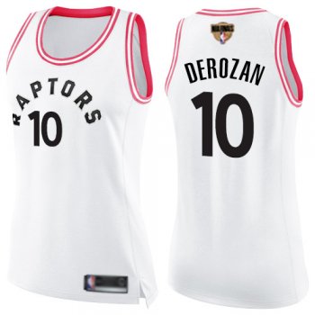 Raptors #10 DeMar DeRozan White/Pink 2019 Finals Bound Women's Basketball Swingman Fashion Jersey