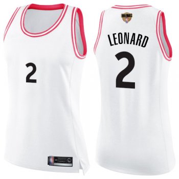 Raptors #2 Kawhi Leonard White/Pink 2019 Finals Bound Women's Basketball Swingman Fashion Jersey