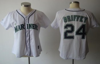 Cheap Women Seattle Mariners 24 Ken Griffey White MLB Jerseys