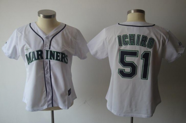 Cheap Women Seattle Mariners 51 Ichiro White MLB Jerseys