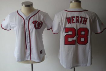 Cheap Women Washington Nationals 28 Werth White MLB Jersey