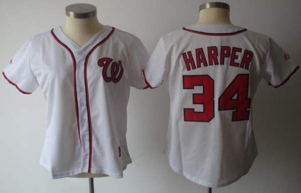 Cheap Women Washington Nationals 34 Harper White MLB Jerseys