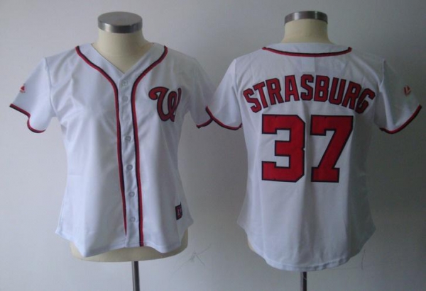 Cheap Women Washington Nationals 37 Strasburg White MLB Jersey