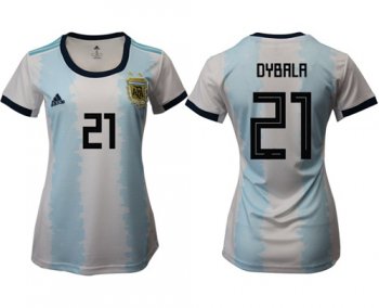 Women's Argentina #21 Dybala Home Soccer Country Jersey