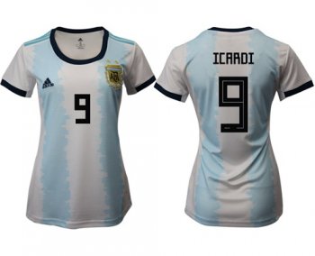 Women's Argentina #9 Icardi Home Soccer Country Jersey