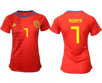 Women's Spain #7 Morata Red Home Soccer Country Jersey