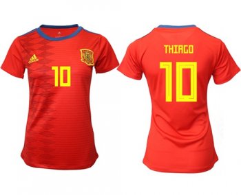 Women's Spain #10 Thiago Red Home Soccer Country Jersey