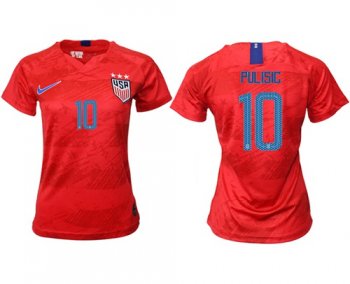 Women's USA #10 Pulisic Away Soccer Country Jersey