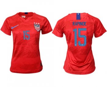 Women's USA #15 Rapinoe Away Soccer Country Jersey