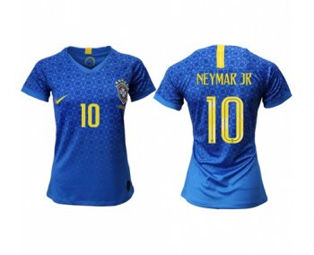 Women's Brazil #10 Neymar Jr Away Soccer Country Jersey