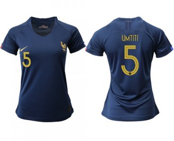 Women's France #5 Umtiti Home Soccer Country Jersey