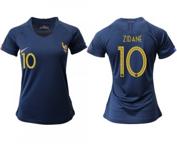 Women's France #10 Zidane Home Soccer Country Jersey