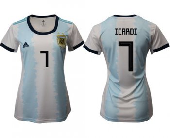 Women's Argentina #7 Icardi Home Soccer Country Jersey