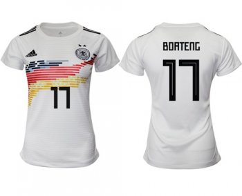 Women's Germany #17 Boateng White Home Soccer Country Jersey