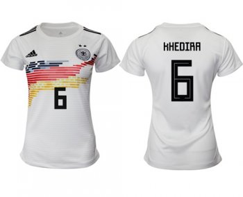 Women's Germany #6 Khedira White Home Soccer Country Jersey