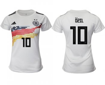 Women's Germany #10 Ozil White Home Soccer Country Jersey