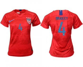 Women's USA #4 Bradley Away Soccer Country Jersey