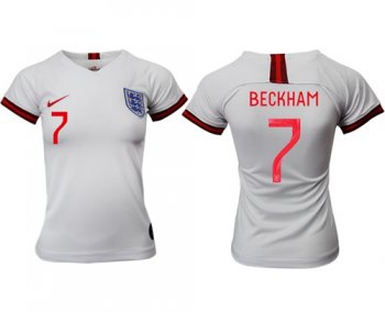 Women's England #7 Beckham Home Soccer Country Jersey