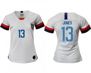 Women's USA #13 Jones Home Soccer Country Jersey