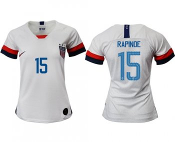 Women's USA #15 Rapinoe Home Soccer Country Jersey