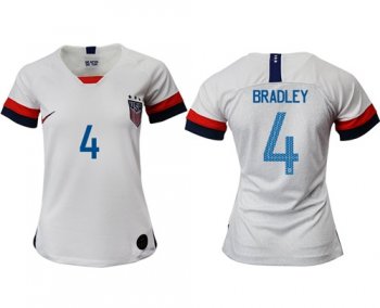 Women's USA #4 Bradley Home Soccer Country Jersey