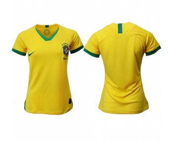 Women's Brazil Blank Home Soccer Country Jersey