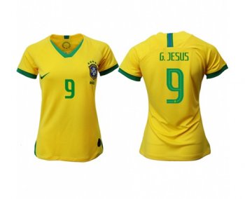 Women's Brazil #9 G.Jesus Home Soccer Country Jersey