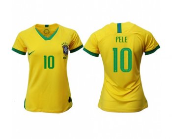 Women's Brazil #10 Pele Home Soccer Country Jersey