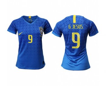 Women's Brazil #9 G.Jesus Away Soccer Country Jersey