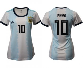 Women's Argentina #10 Messi Home Soccer Country Jersey